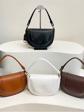 Classic Saddle Shoulder Bag - Black, White, Tan, Brown Zar